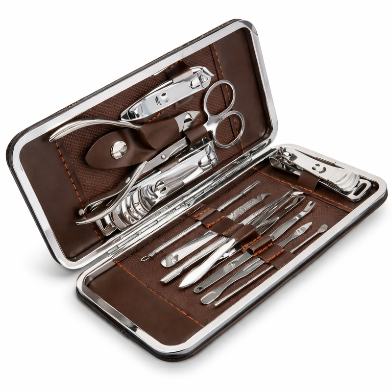 Kit Profissional de Manicure e Pedicure – 12 Peças em Aço Inoxidável