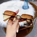 Kit com 3 Óculos de Sol Quadrados Sem Aro para Mulheres – Marca de Luxo Designer comProteção UV400.