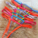 Kit 3 Calcinhas TULÊ Fio Dental Neon Sexy Com Regulagem